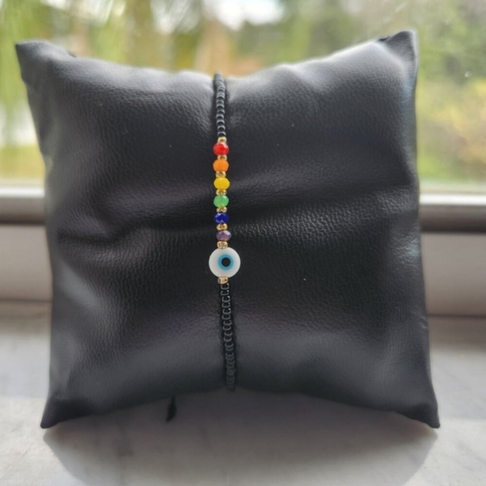 COPY - Evil Eye Adjustable Nylon Cord Braided Bead Bracelets.